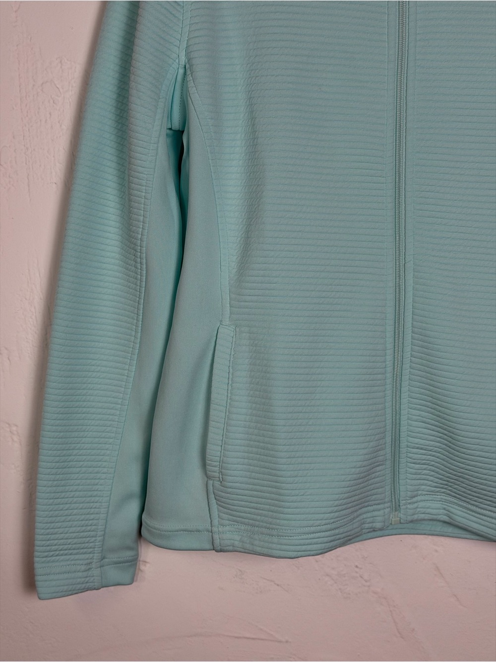 Pebble Beach light aqua Ribbed Performance Jacket - full zip - Picture 10 of 16